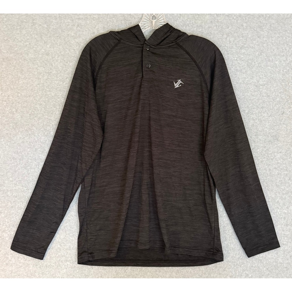 Zero Exposure Performance Hoodie Mens Oversized Small Charcoal Gray Dye Henley